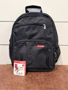 Skip Hop Via Diaper Backpack Black Minimal Dad Core Travel Bag NWT